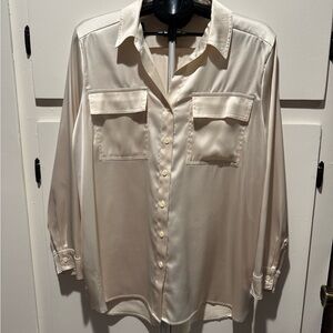Elegant Cream Women’s Satin Shirt